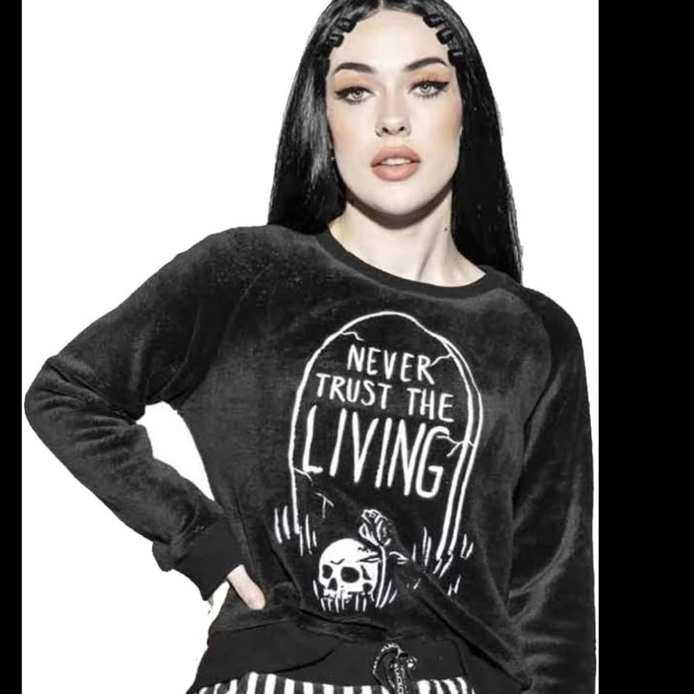 Black Craft Cult fuzzy Pijamas top.